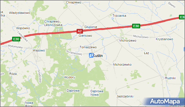 mapa Kuślin, Kuślin na mapie Targeo