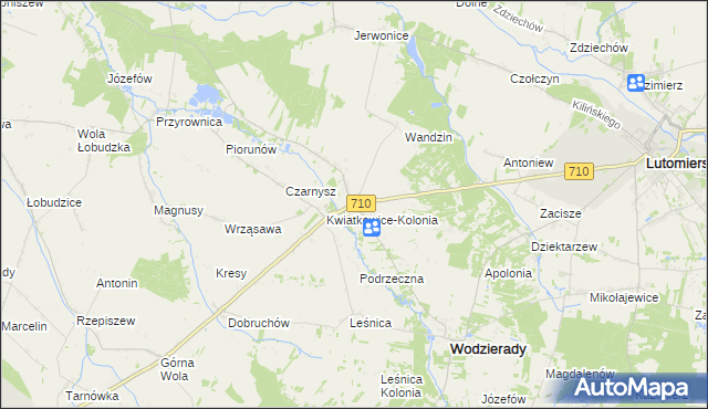 mapa Kwiatkowice gmina Wodzierady, Kwiatkowice gmina Wodzierady na mapie Targeo