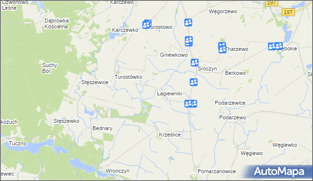 mapa Łagiewniki gmina Pobiedziska, Łagiewniki gmina Pobiedziska na mapie Targeo