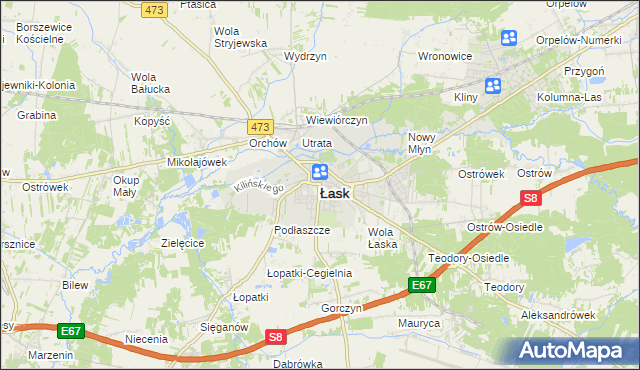 mapa Łask, Łask na mapie Targeo