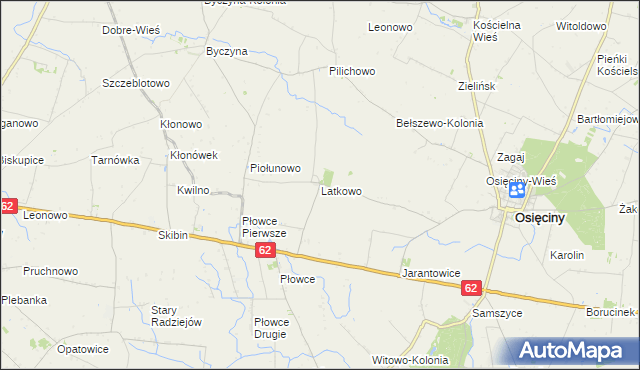 mapa Latkowo gmina Osięciny, Latkowo gmina Osięciny na mapie Targeo