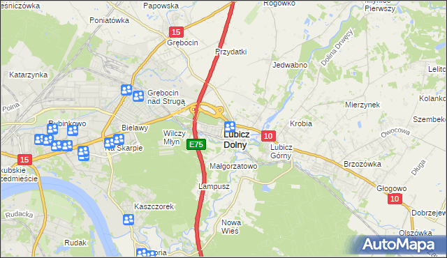 mapa Lubicz Dolny, Lubicz Dolny na mapie Targeo