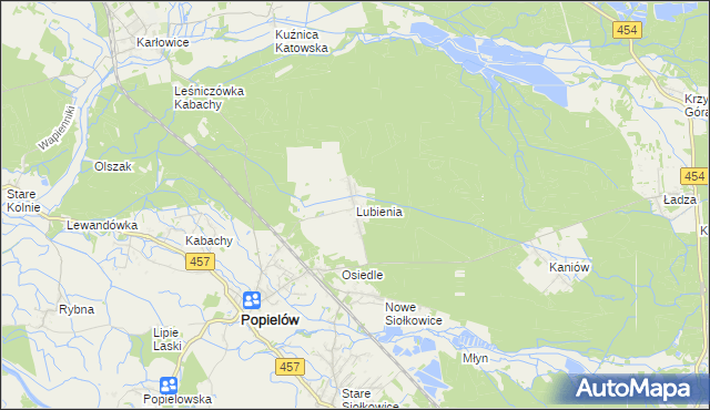 mapa Lubienia gmina Popielów, Lubienia gmina Popielów na mapie Targeo