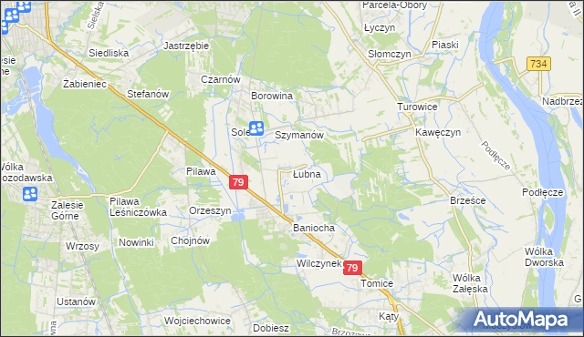 mapa Łubna gmina Góra Kalwaria, Łubna gmina Góra Kalwaria na mapie Targeo