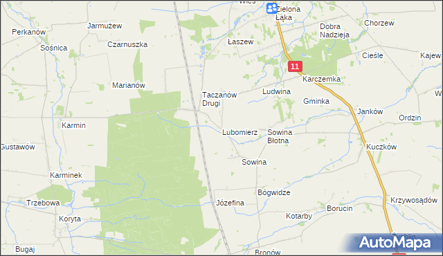 mapa Lubomierz gmina Pleszew, Lubomierz gmina Pleszew na mapie Targeo