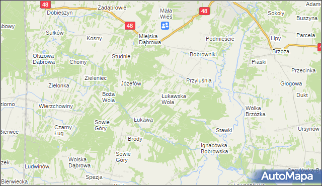 mapa Łukawska Wola, Łukawska Wola na mapie Targeo