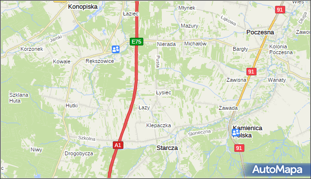 mapa Łysiec, Łysiec na mapie Targeo