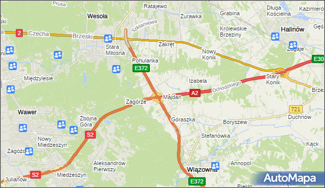 mapa Majdan gmina Wiązowna, Majdan gmina Wiązowna na mapie Targeo