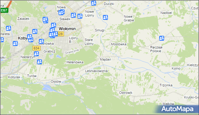 mapa Majdan gmina Wołomin, Majdan gmina Wołomin na mapie Targeo