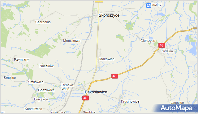 mapa Makowice gmina Skoroszyce, Makowice gmina Skoroszyce na mapie Targeo
