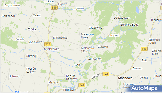 mapa Malanowo Stare, Malanowo Stare na mapie Targeo