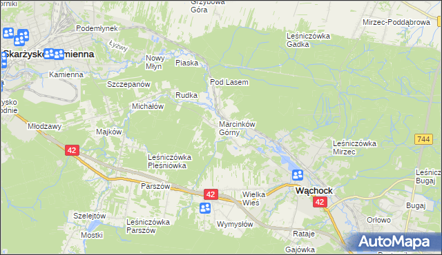 mapa Marcinków gmina Wąchock, Marcinków gmina Wąchock na mapie Targeo