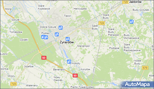 mapa Mariampol gmina Jaktorów, Mariampol gmina Jaktorów na mapie Targeo