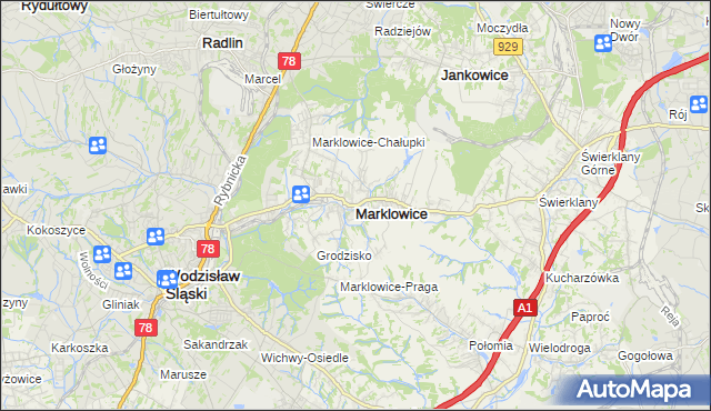 mapa Marklowice, Marklowice na mapie Targeo