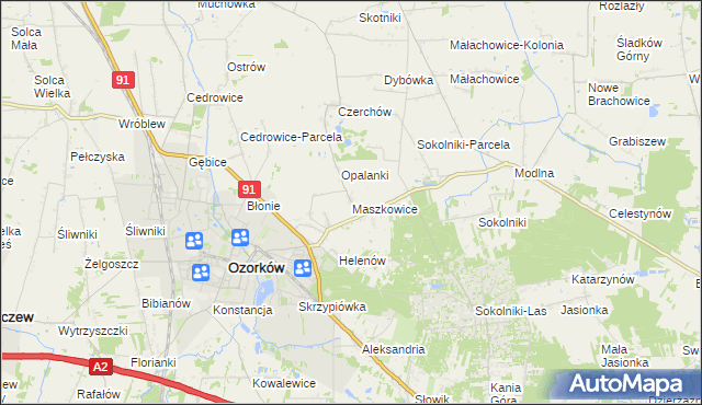 mapa Maszkowice gmina Ozorków, Maszkowice gmina Ozorków na mapie Targeo
