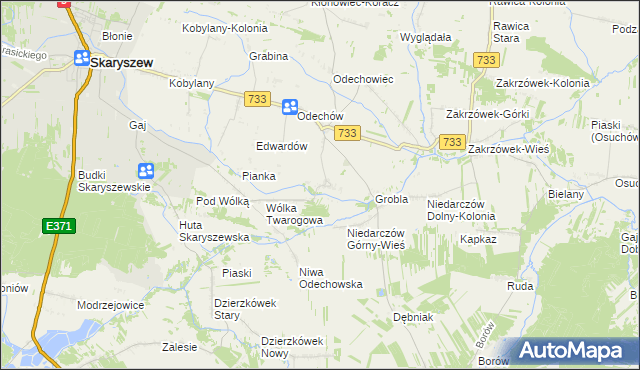 mapa Miasteczko gmina Skaryszew, Miasteczko gmina Skaryszew na mapie Targeo
