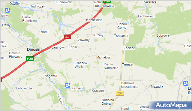 mapa Michałów gmina Dmosin, Michałów gmina Dmosin na mapie Targeo
