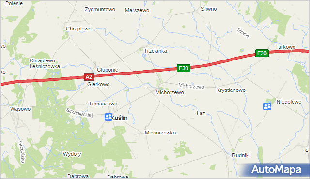 mapa Michorzewo, Michorzewo na mapie Targeo