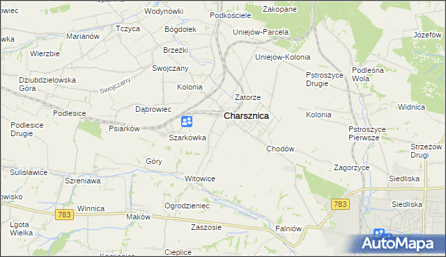 mapa Miechów-Charsznica, Miechów-Charsznica na mapie Targeo