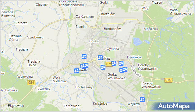 mapa Mielca, Mielec na mapie Targeo