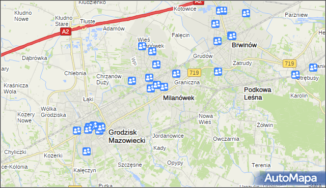 mapa Milanówek, Milanówek na mapie Targeo