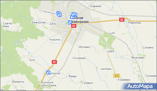 mapa Młyniewo, Młyniewo na mapie Targeo