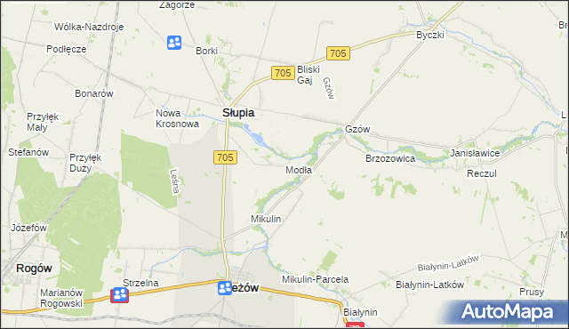 mapa Modła gmina Słupia, Modła gmina Słupia na mapie Targeo