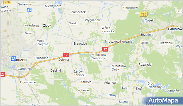 mapa Mroczków Gościnny, Mroczków Gościnny na mapie Targeo