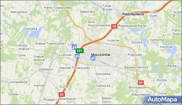 mapa Mszczonów, Mszczonów na mapie Targeo