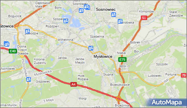 mapa Mysłowice, Mysłowice na mapie Targeo