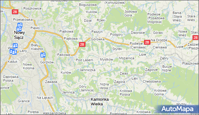mapa Mystków, Mystków na mapie Targeo