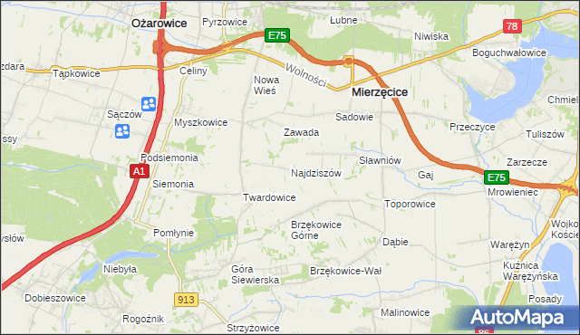 mapa Najdziszów, Najdziszów na mapie Targeo