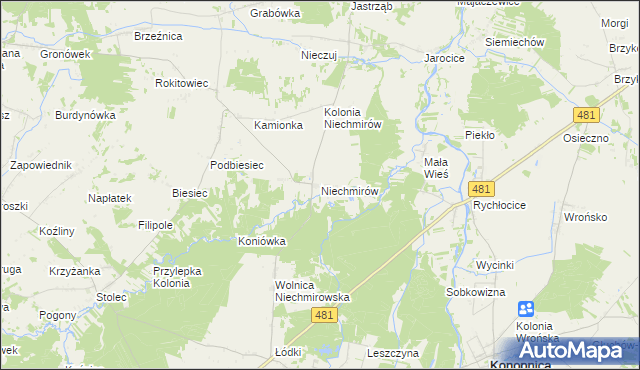 mapa Niechmirów, Niechmirów na mapie Targeo