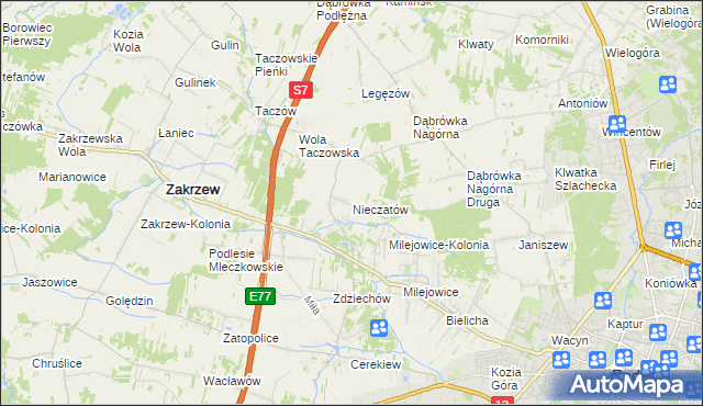 mapa Nieczatów, Nieczatów na mapie Targeo