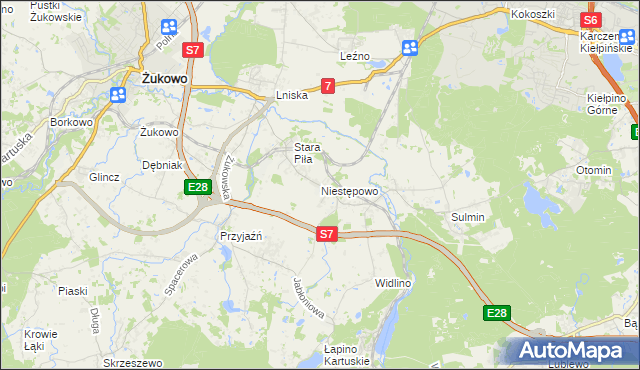mapa Niestępowo, Niestępowo na mapie Targeo