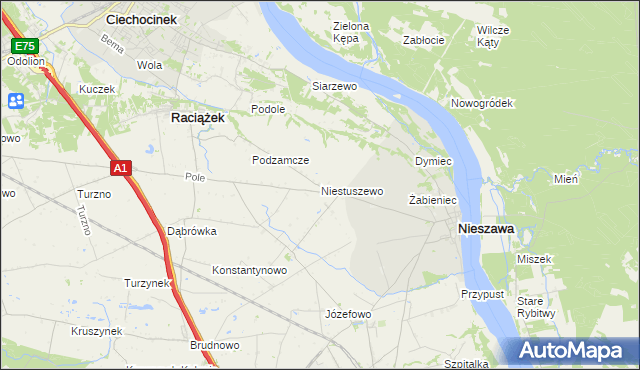 mapa Niestuszewo, Niestuszewo na mapie Targeo