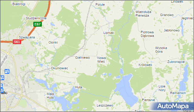 mapa Nowa Wieś gmina Suwałki, Nowa Wieś gmina Suwałki na mapie Targeo