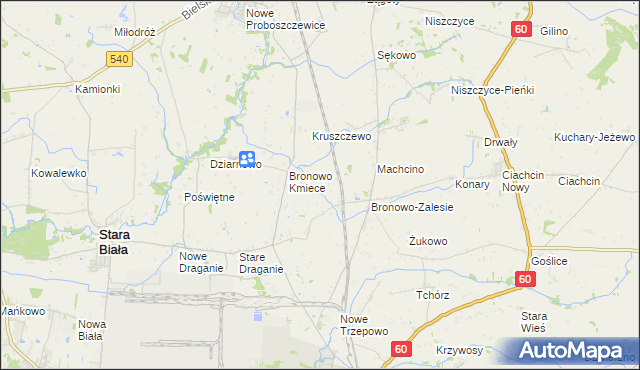 mapa Nowe Bronowo, Nowe Bronowo na mapie Targeo