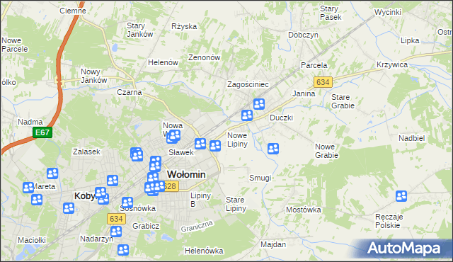 mapa Nowe Lipiny, Nowe Lipiny na mapie Targeo