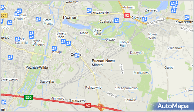 mapa Nowe Miasto gmina Poznań, Nowe Miasto gmina Poznań na mapie Targeo