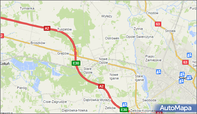 mapa Nowe Opole, Nowe Opole na mapie Targeo