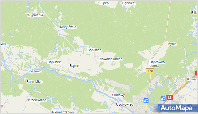 mapa Nowołoskoniec, Nowołoskoniec na mapie Targeo