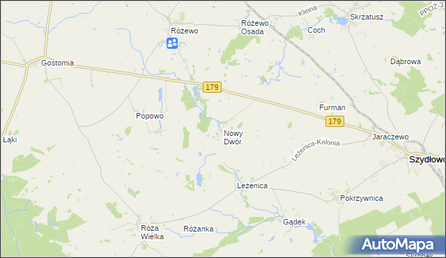 mapa Nowy Dwór gmina Szydłowo, Nowy Dwór gmina Szydłowo na mapie Targeo