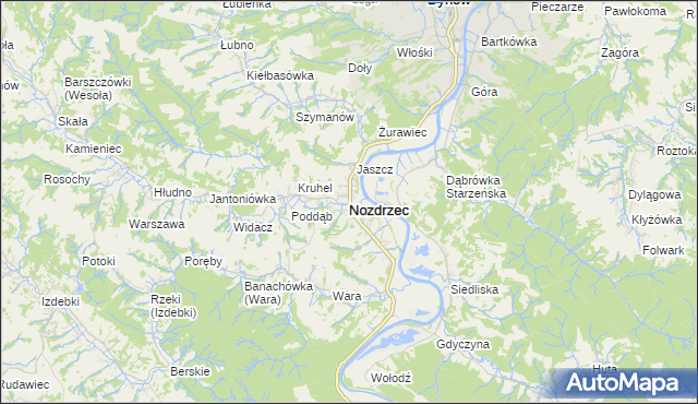mapa Nozdrzec, Nozdrzec na mapie Targeo