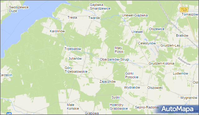 mapa Obarzanków-Strugi, Obarzanków-Strugi na mapie Targeo