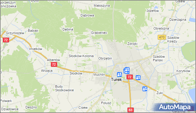 mapa Obrzębin, Obrzębin na mapie Targeo