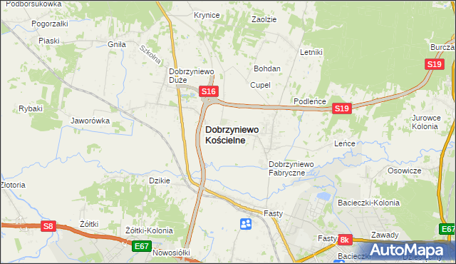 mapa Ogrodniki gmina Dobrzyniewo Duże, Ogrodniki gmina Dobrzyniewo Duże na mapie Targeo
