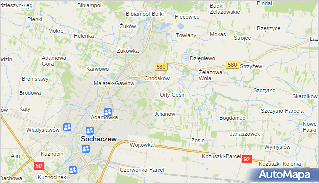 mapa Orły-Cesin, Orły-Cesin na mapie Targeo