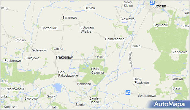 mapa Osiek gmina Pakosław, Osiek gmina Pakosław na mapie Targeo