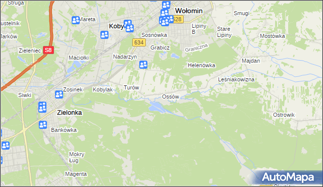 mapa Ossów, Ossów na mapie Targeo